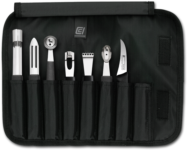 Complete Garnishing Set with Paring Knife in Roll