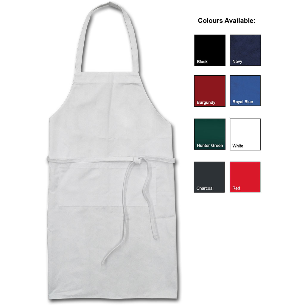Standard Bib Apron, White with 2 Pockets & Pencil Slot