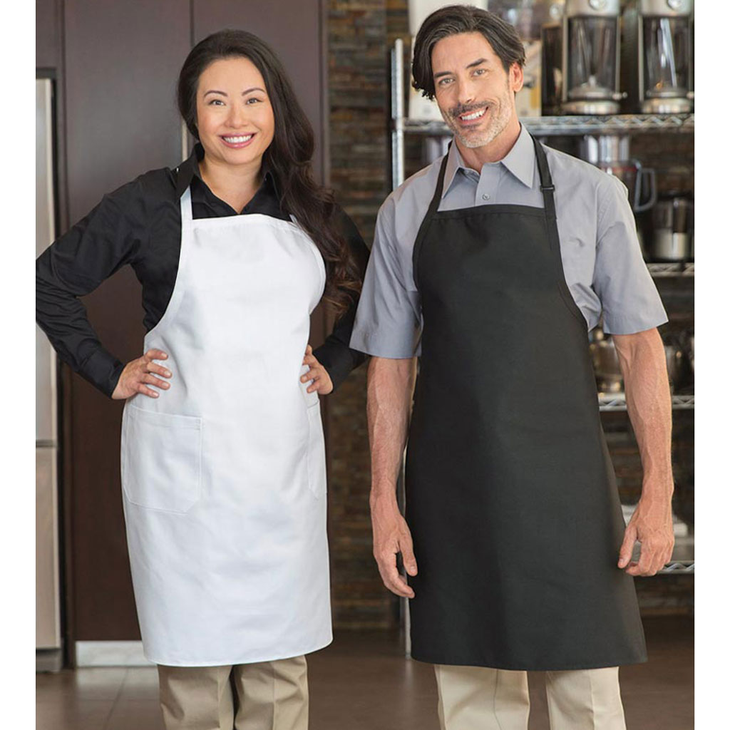 Bib Apron, White with adjustable neck band