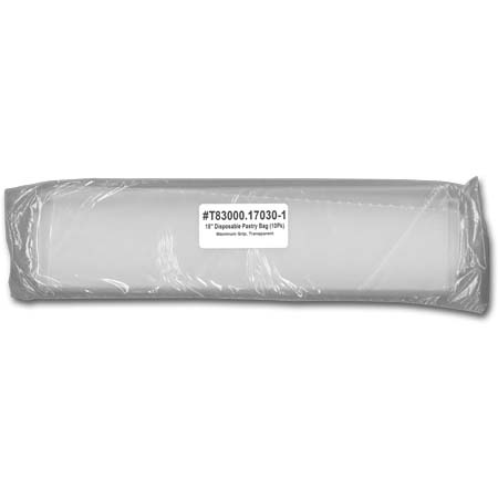 18"   Max Grip, Transparent, Disposable Pastry Bag, 10 Pack