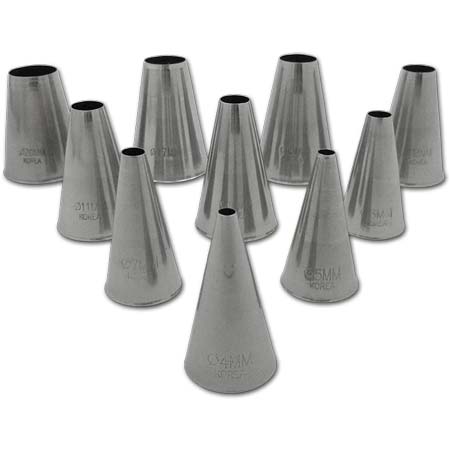 10 Piece Plain Decorating Tube Set, Stainless Steel